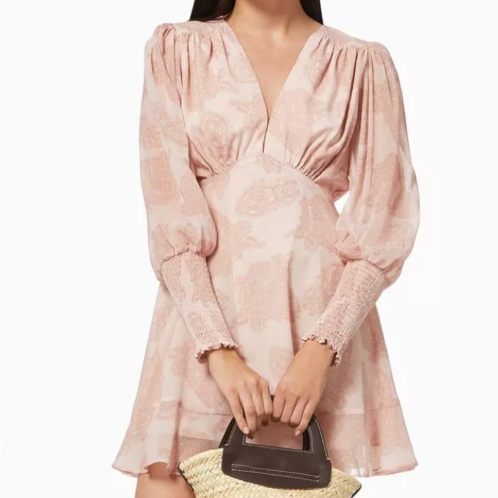 NWT Keepsake The Label Clearway Mini Dress in Sand Pink Paisley